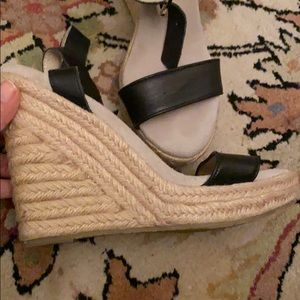 Black Leather Michael Kors Wedges